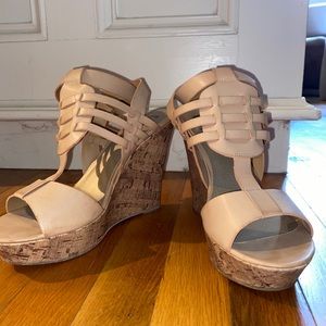 G By Guess Nude Cork Wedges